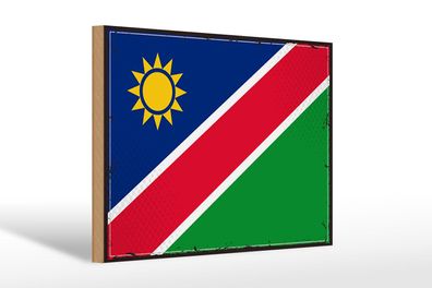 Holzschild Flagge Namibias 30x20 cm Retro Flag of Namibia Deko Schild wooden sign