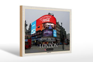 Holzschild Städte London Piccadilly Circus England 30x20cm Schild wooden sign