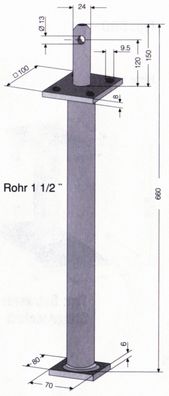 405762 Pfostenträger Dorn, mit Standfuß, zum Einbetonieren