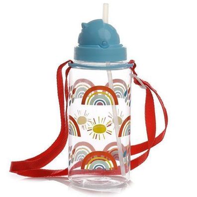 Somewhere Regenbogen Kinder wiederverwendbare Wasserflasche mit Stroh 450ml