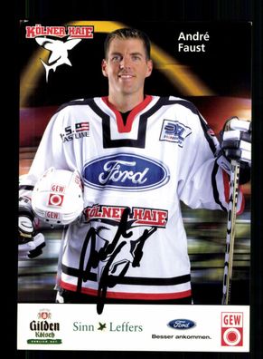 Andre Faust Kölner EC Autogrammkarte Eishockey Original Signiert + A 228418