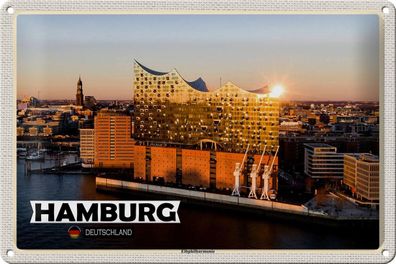 Blechschild Städte Hamburg Elbphilharmonie Architektur 30x20cm Schild tin sign
