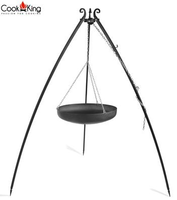 Schwenkgrill mit Wok am Dreibein 200 cm Rohstahl Durchmesser 60 cm