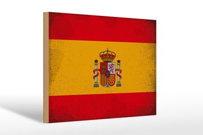 Holzschild Flagge Spanien 30x20 cm Flag of Spain Vintage Deko Schild wooden sign