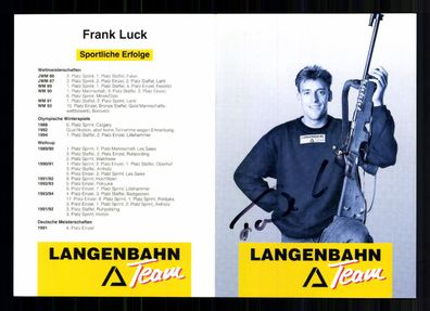 Frank Luck Autogrammkarte Original Signiert Biathlon + A 228152