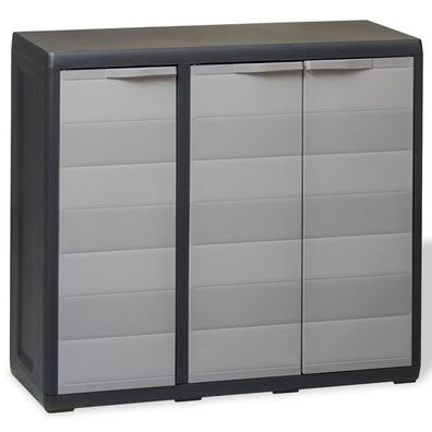 Gartenschrank mit 2 Regalen Schwarz und Grau