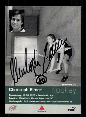 Christoph Eimer Hockey Nationalmannschaft Original Signiert + A 228383