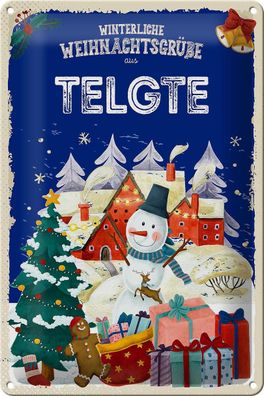 Blechschild Weihnachtsgrüße aus TELGTE Geschenk Deko Schild tin sign 20x30 cm