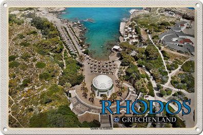 Blechschild Reise 30x20 cm Rhodos Griechenland Quellen von Kallithea tin sign