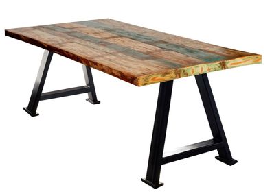 Schwarz TABLES&CO Tisch 240x100 Altholz Bunt Metall