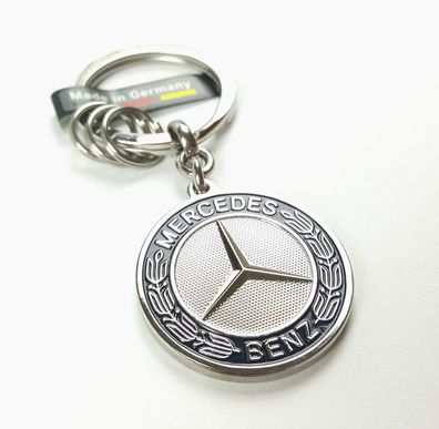 Mercedes-Benz Schlüsselanhänger "Stuttgart" Edelstahl Chrom blau B66041524
