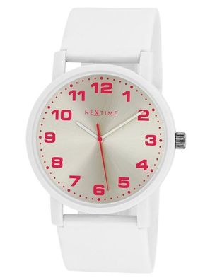 10x Armbanduhr weiß pink silber Nextime Dash White 6011