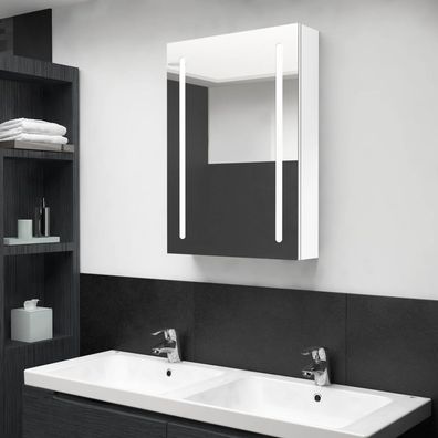 LED-Spiegelschrank fürs Bad Glänzend Weiß 50x13x70 cm
