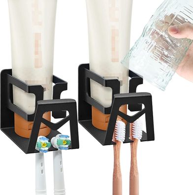 Shenmo Wandmontierter Zahnbürstenhalter, 2 Sets, Edelstahl-Organizer für elektrische