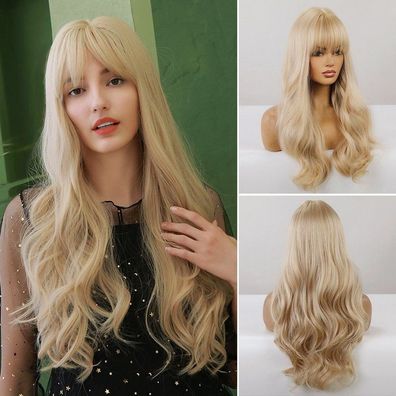lange blonde Perücke mit lockigem Haar