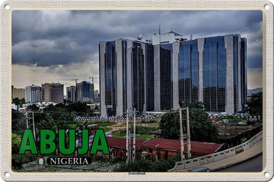 Blechschild Reise 30x20 cm Abuja Nigeria Zentralbank Deko Schild tin sign
