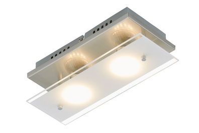 Kleine LED Wandlampe Deckenlampe aus Glas satiniert 2flg 12x27cm