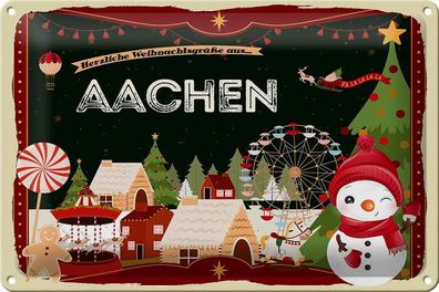 Blechschild Weihnachten Grüße AACHEN Geschenk Deko Schild tin sign 30x20 cm