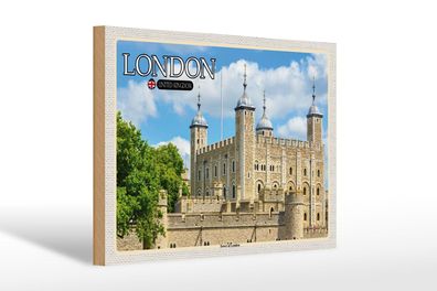 Holzschild Städte Tower of London United Kingdom 30x20 cm Schild wooden sign
