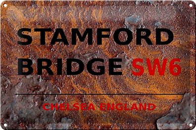 Blechschild London 30x20cm England Stamford Bridge SW6 Rost Deko Schild tin sign