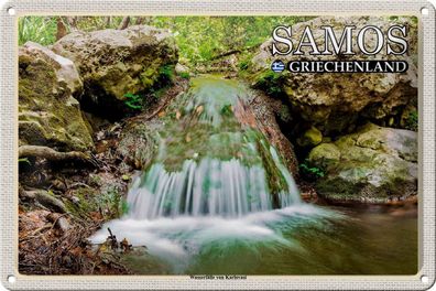 Blechschild Reise 30x20 cm Samos Griechenland Wasserfälle Karlovasi tin sign