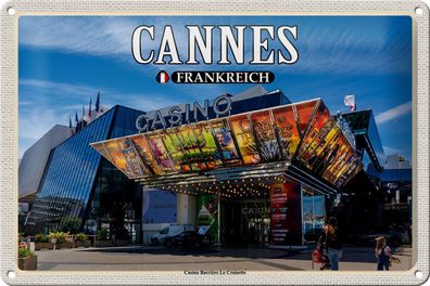 Blechschild Reise 30x20 cm Cannes Frankreich Casino Barrière Deko tin sign