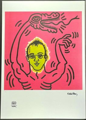 KEITH HARING * Self Portrait * signed lithograph * limited # 77/150