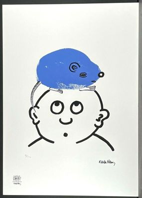 KEITH HARING * Story of red and blue 4 * signed lithograph * limited # 81/150