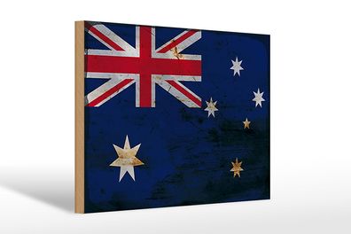 Holzschild Flagge Australien 30x20cm Flag Australia Rost Deko Schild wooden sign