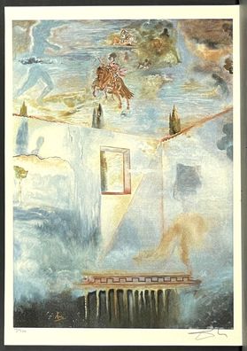 Salvador DALI * Gala in a patio* 50 x 35 cm * signed lithograph * limited # 10/350