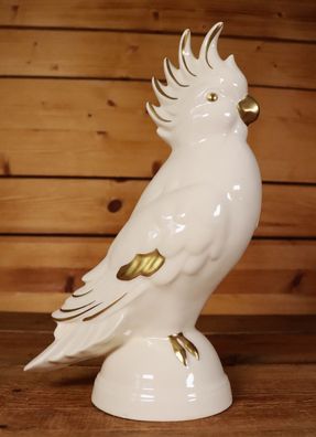 Goebel Figur Kakadu 27,5 cm 3860028 Weiß Gold W. Germany / Papagei / Vogel #V2
