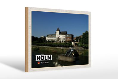 Holzschild Städte Köln Porz Rhein Gebäude 30x20 cm Geschenk Schild wooden sign