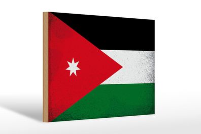 Holzschild Flagge Jordanien 30x20cm Flag of Jordan Vintage Schild wooden sign
