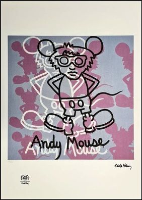 KEITH HARING * Andy Mouse * signed lithograph * limited # 16/150 (Gr. 50 cm x 70 xm)