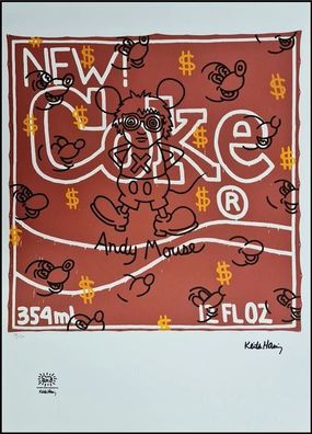 KEITH HARING * Andy Mouse - New Coke * signed lithograph * limited # 86/150