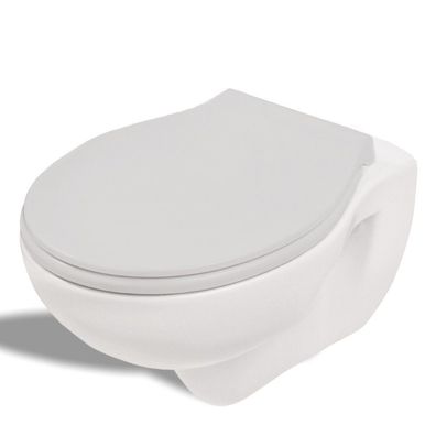 Eleganter Massiv WC-Sitz mit edelstahlscharnier + Quick-Lock / manhattan grau gray