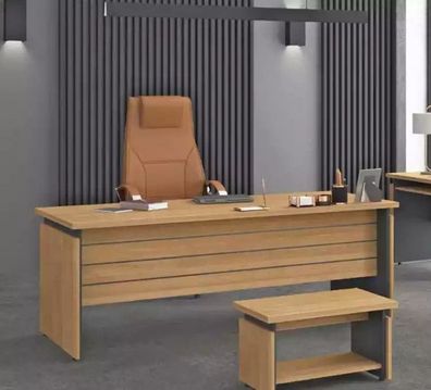 Holz Schreibtisch Büro Office Design Büromöbel Arbeitszimmer Chefschreibtisch