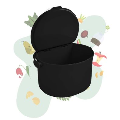 Behälter für Küchenabfälle, formschöner Komposteimer, Biomüll-Eimer Schwarz