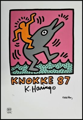 KEITH HARING * Knokke 87 * signed lithograph * limited # 118/150 (Gr. 50 cm x 70 xm)