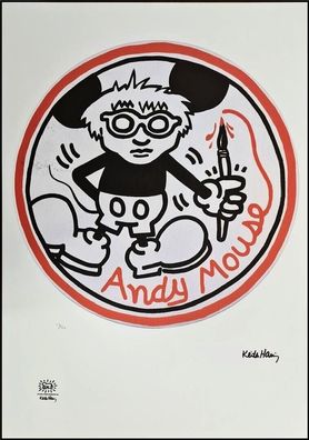 KEITH HARING * Andy Mouse * signed lithograph * limited # 13/150 (Gr. 50 cm x 70 xm)