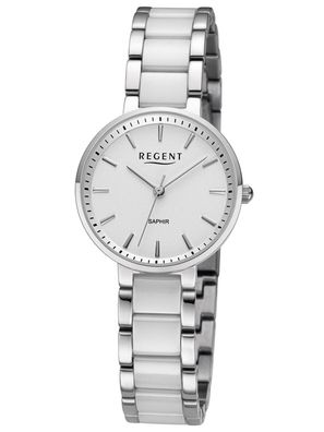 Regent Damen-Armbanduhr Keramik Stahl/ Weiß 12221206