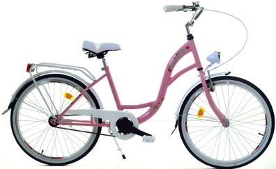 Mädchenfahrrad - 24 Zoll - robust - weiß rosa - Dallas Bike
