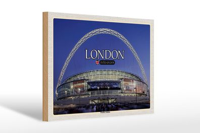 Holzschild Städte Wembley Stadium London England 30x20 cm Schild wooden sign