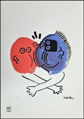 KEITH HARING * The Story of Red + Blue * signed lithograph * limited # 46/150
