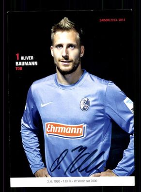 Oliver Baumann Autogrammkarte SC Freiburg 2013-14 Original Signiert