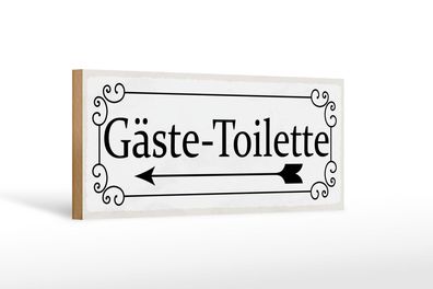 Holzschild Hinweis 27x10 cm Gäste-Toilette links Holz Deko Schild wooden sign