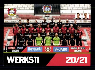 Original Mannschaftskarte Bayer Leverkusen 202020-21 ohne Unterschrift