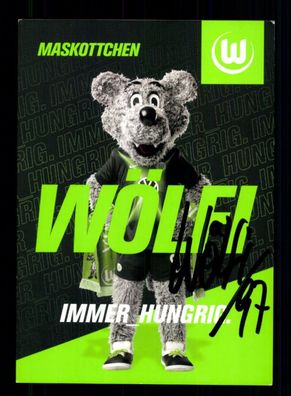 Wölfi Autogrammkarte VFL Wolfsburg 2019-20 Original Signiert
