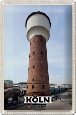Blechschild Städte Köln Wasserturm Bauwerk 20x30 cm Geschenk Schild tin sign