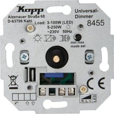 Kopp Druckwechsel-Dimmer Sockel (845500181), Phasenan- und Phasenabschitt, LED / BB